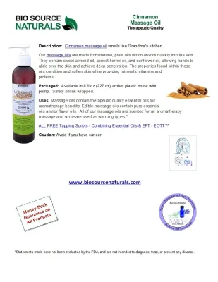 Cinnamon Massage Oil/Personal Fragrance 8 fl oz (227 ml)