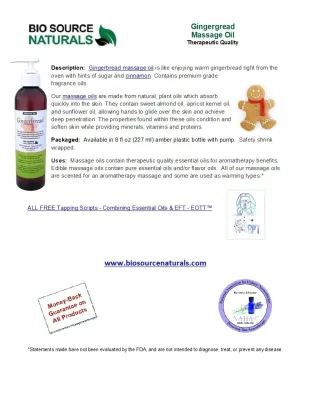 Gingerbread Massage Oil/Personal Fragrance Oil 8 fl oz (227 ml)