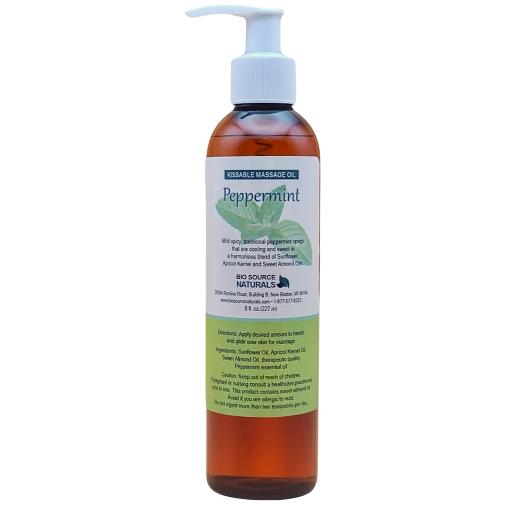 Peppermint Kissable Massage Oil Bottle – Cooling Aromatherapy for Intimacy &amp; Self-Care | BioSource Naturals