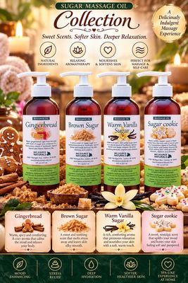 Sugar Massage Oil Collection 8 fl oz (227 ml) 4 Pack