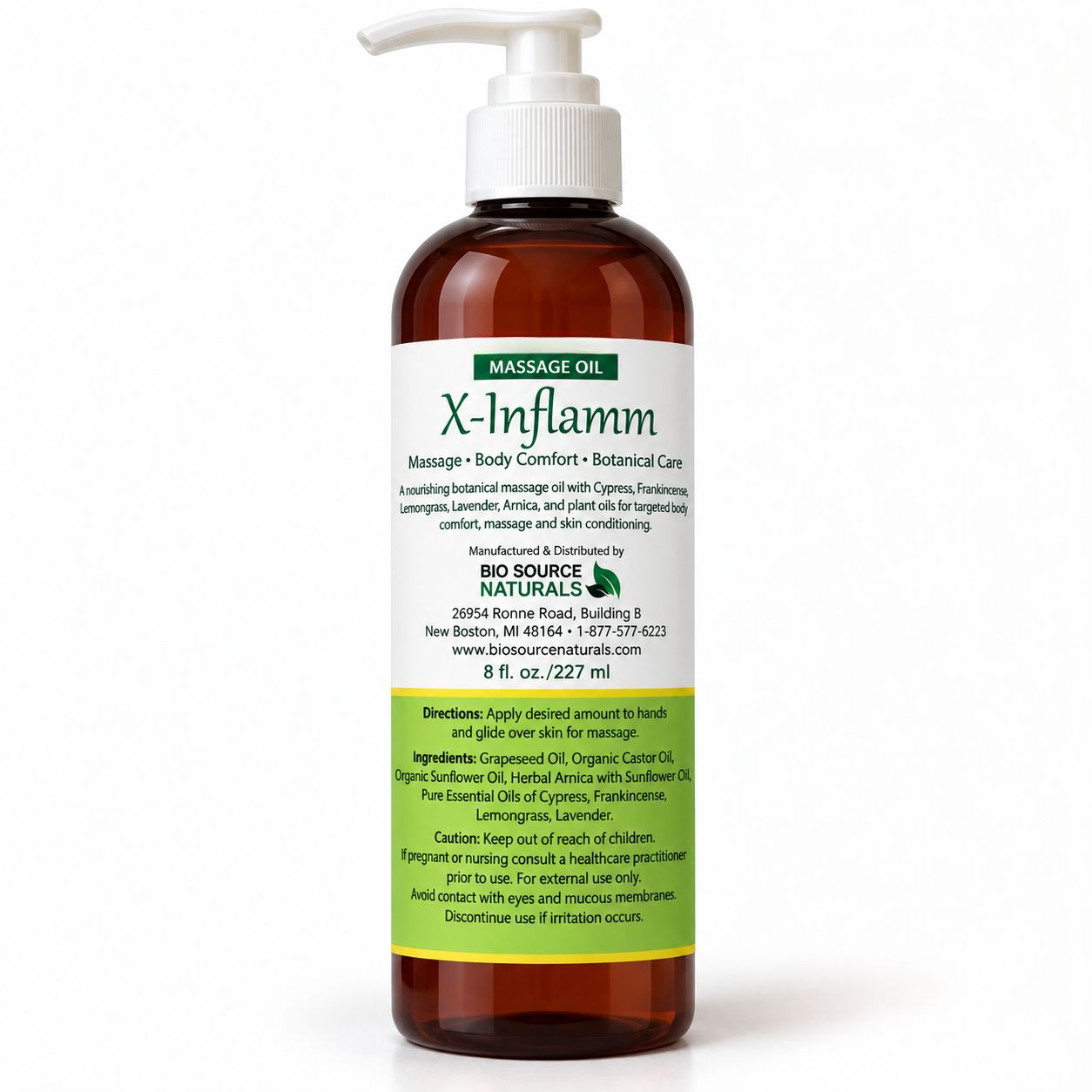 X-Inflamm Massage Oil | Includes 9 EFT Tapping, Affirmations &amp; Journal Prompts for Mind-Body Healing Support 8 fl. oz. (227 ml)