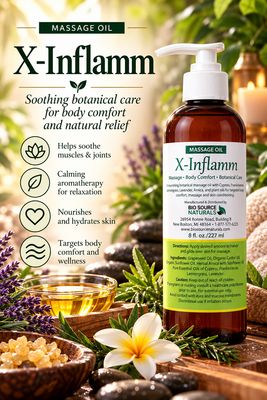 X-Inflamm Massage Oil | Includes 9 EFT Tapping, Affirmations & Journal Prompts for Mind-Body Healing Support 8 fl. oz. (227 ml)