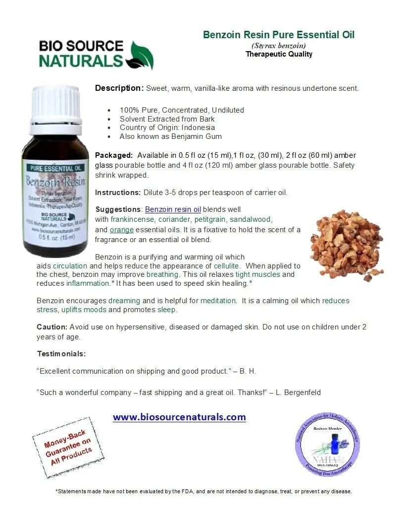 Benzoin Resin Oil Product Bulletin