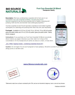 Foot Care Essential Oil Blend | Includes 9 EFT Tapping Scripts, Affirmations &amp; Journal Prompts for Mind-Body Support
