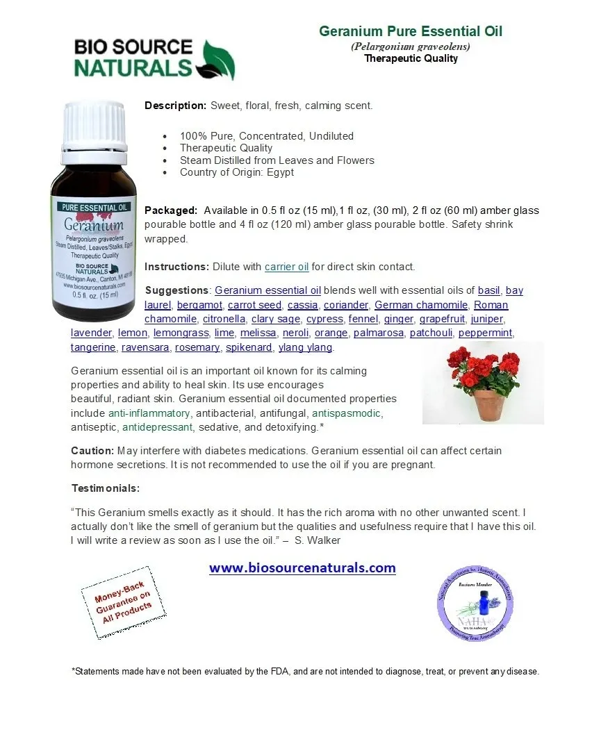 Geranium Pure Essential Oil Product Bulletin