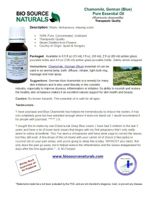 German Chamomile Pure Essential Oil (Blue) with Free Affirmation Digital Card