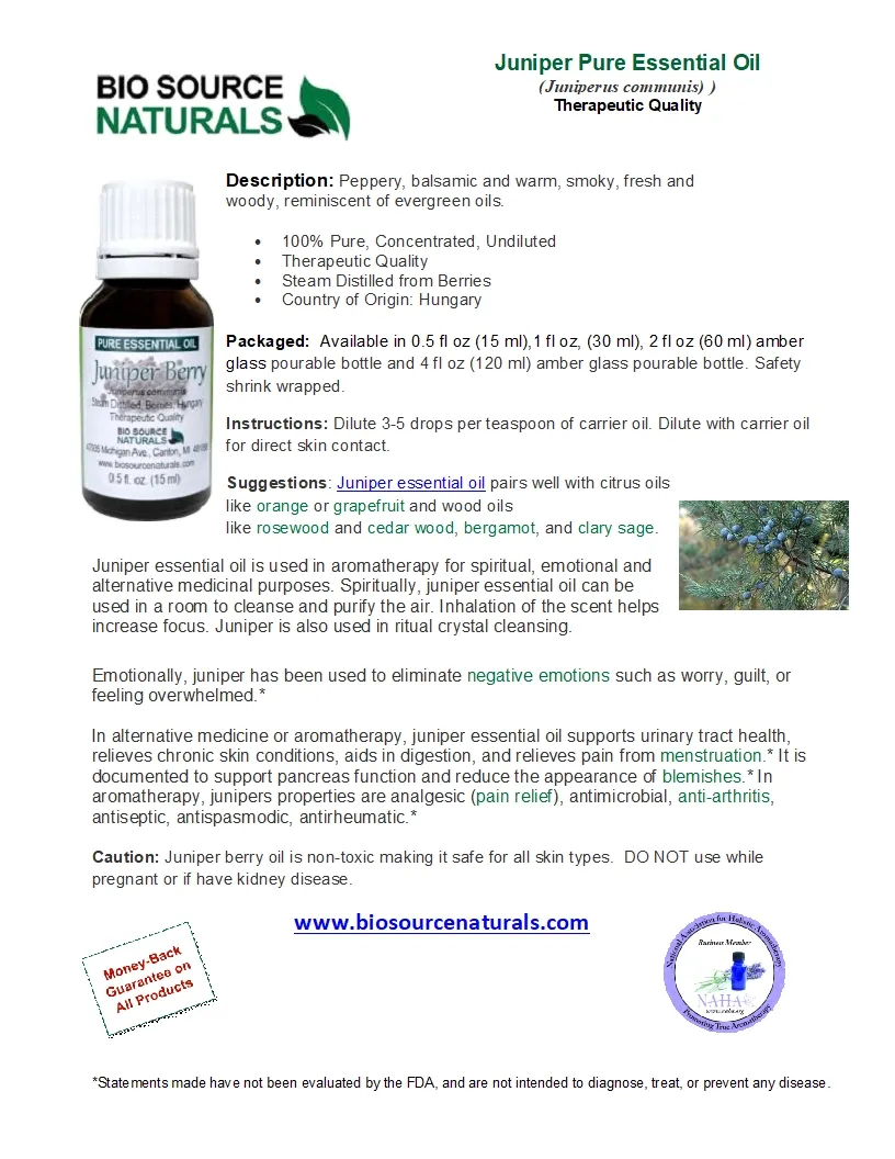 Juniper Berry  (Hungary) Pure Essential Oil Product Bulletin