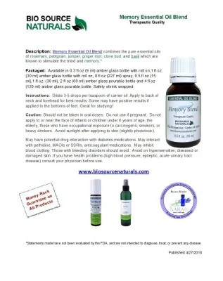 Memory Essential Oil Blend | Includes 3 EFT Tapping Scripts, Affirmations &amp; Journal Prompts for Body-Mind Healing