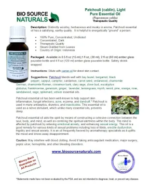 Patchouli, Light Pure Essential Oil with Free Affirmation Digital Card