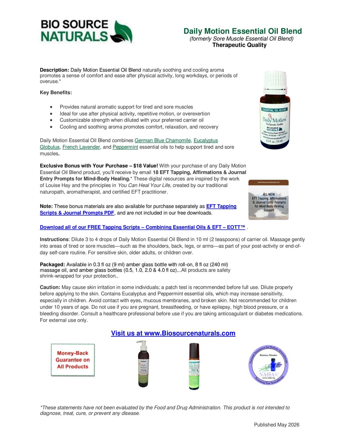 Daily Motion Essential Oil Blend Product Bulletin
