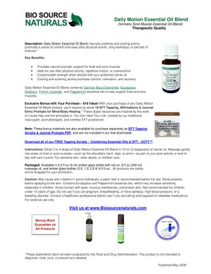 Daily Motion Essential Oil Blend Product Bulletin
