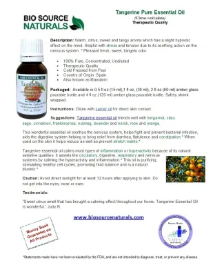 Tangerine Pure Essential Oil with Free Affirmation Digital Card