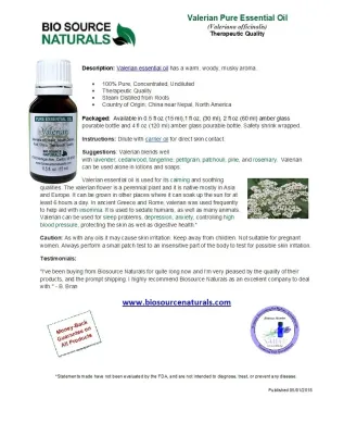Valerian Pure Essential Oil with Free Affirmation Digital Card