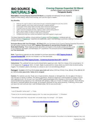 Craving Cleanse Essential Oil Blend Product Bulletin