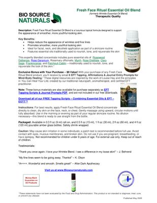 Fresh Face Ritual Essential Oil Blend Product Bulletin