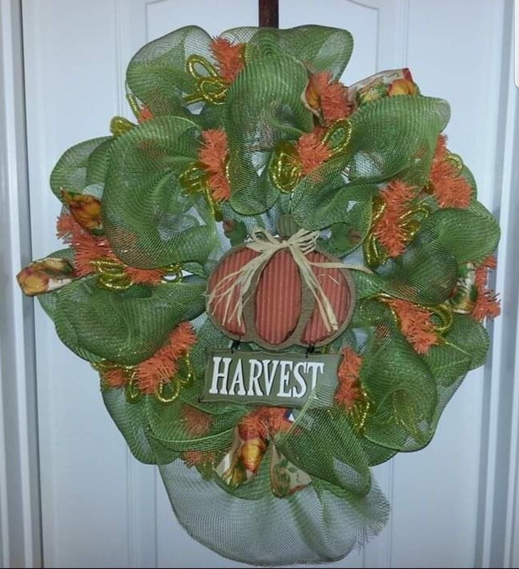 Seasonal Fall Mesh Harvest Wreath
