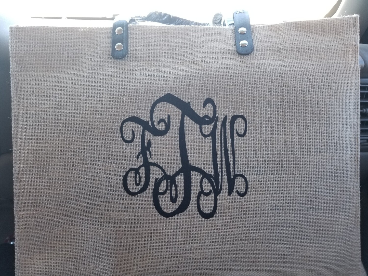 Monogram Burlap Bag