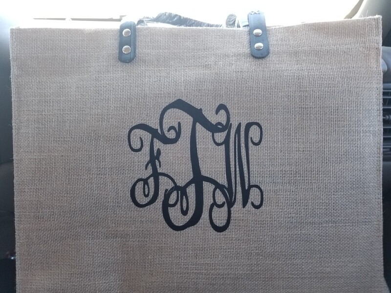 Monogram Burlap Bag