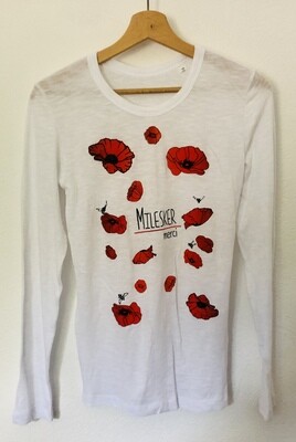 T-shirt femme manches longues en Coton Bio #Milesker/Merci