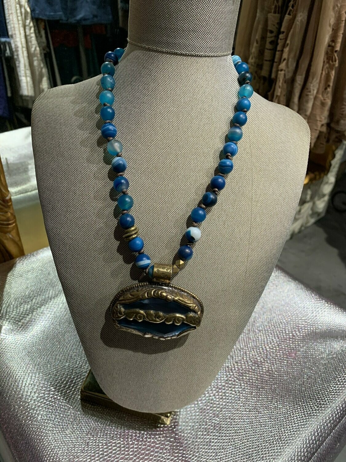 Zowee Necklace with Matte Blue Agate