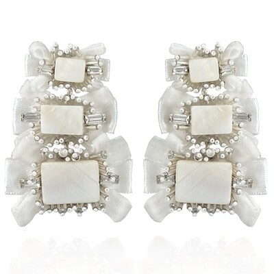 Suzanna Dai Ivory Crystal Earrings