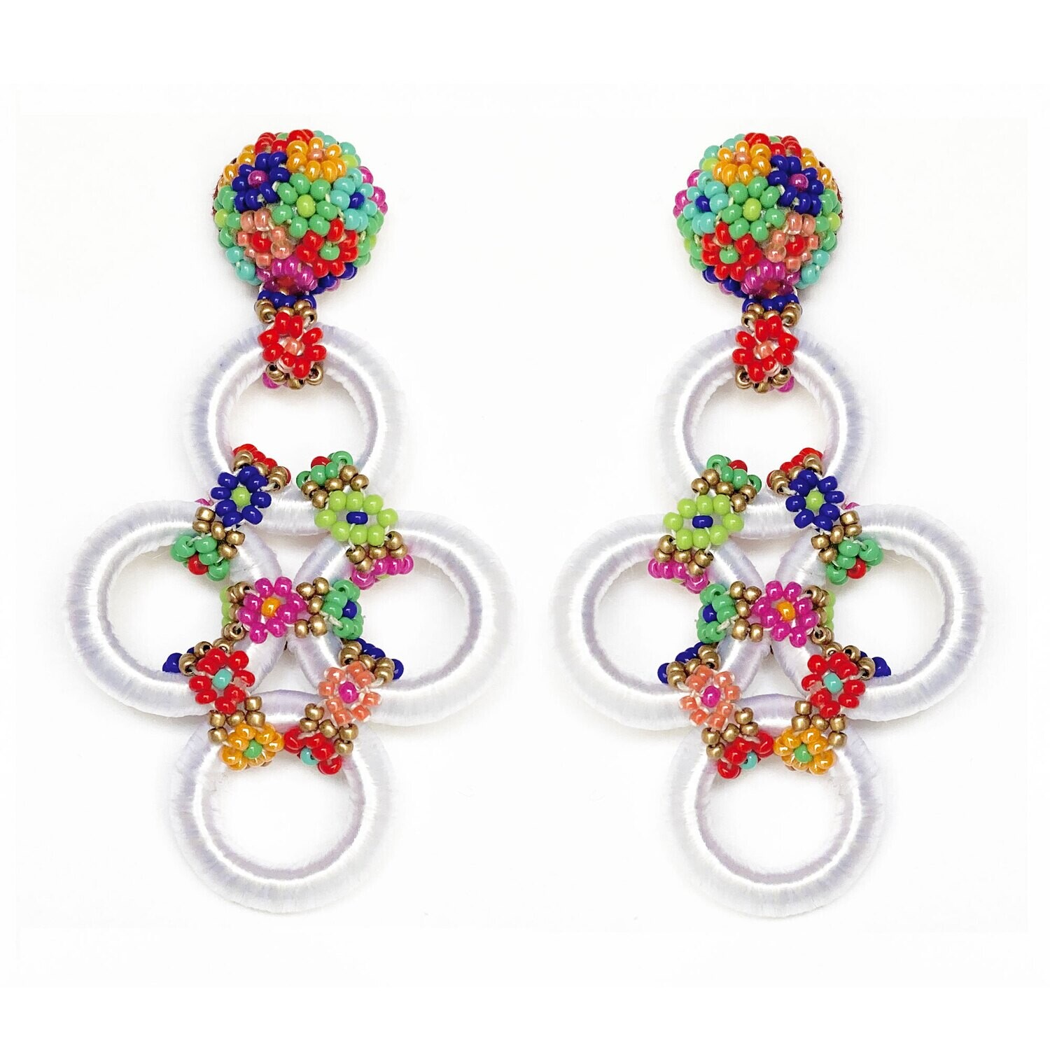 Suzanna Dai Marguerite Woven Link Beaded Earrings