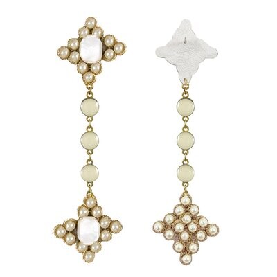 Suzanna Dai Drop Earrings White and Beige