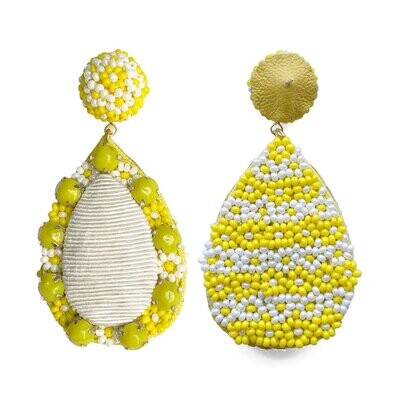 Suzanna Dai Yellow/White Beaded Earrings
