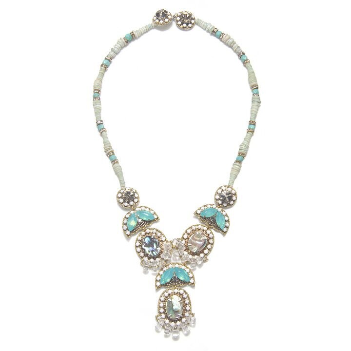 Suzanna Dai White/Turquoise Necklace