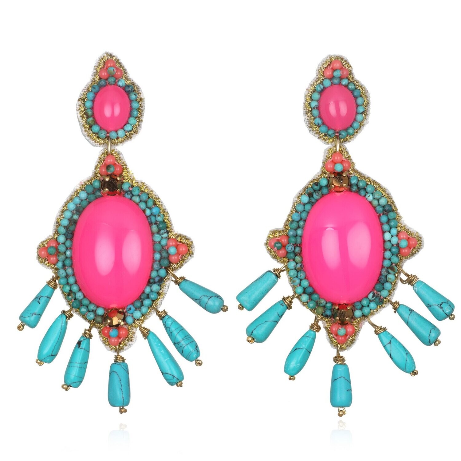 Suzanna Dai Pink/Turquoise Earrings