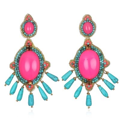 Suzanna Dai Pink/Turquoise Earrings