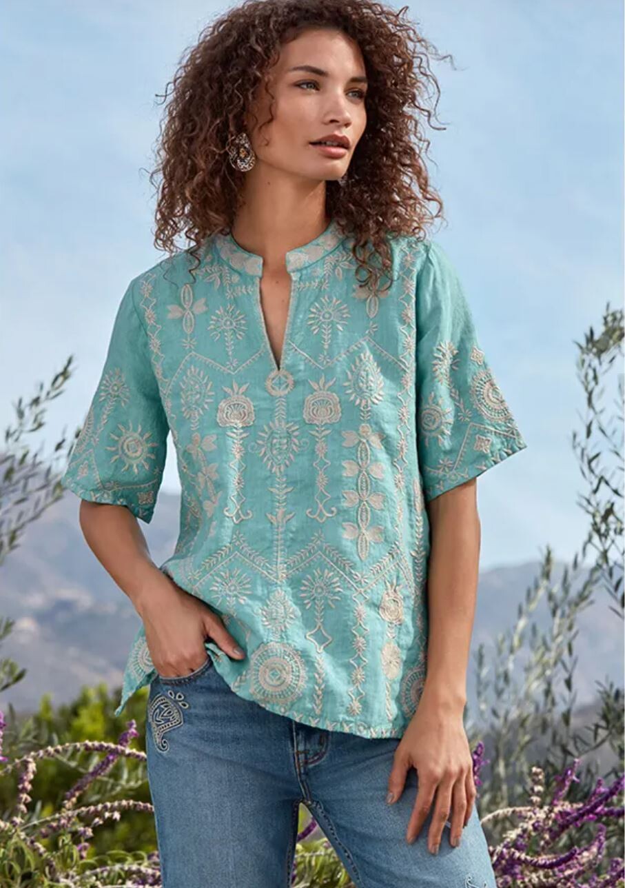 Johnny Was Makana Easy V Neck Blouse