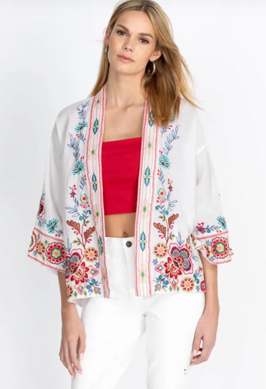 Johnny Was Sicilia Cropped Linen Kimono