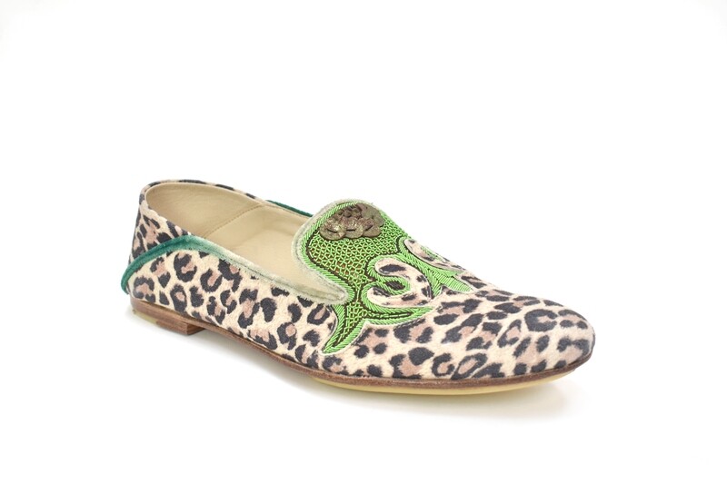 Meher Kakalia Ottoman Moccasin - Leopard