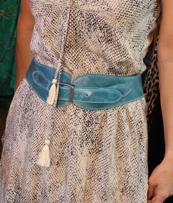 Kim White Turquoise Leather Belt