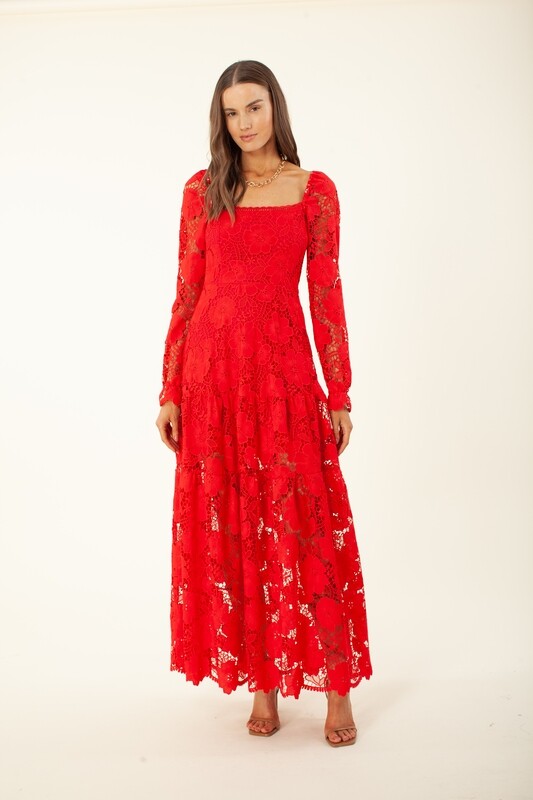 Hale Bob Red Lace Maxi