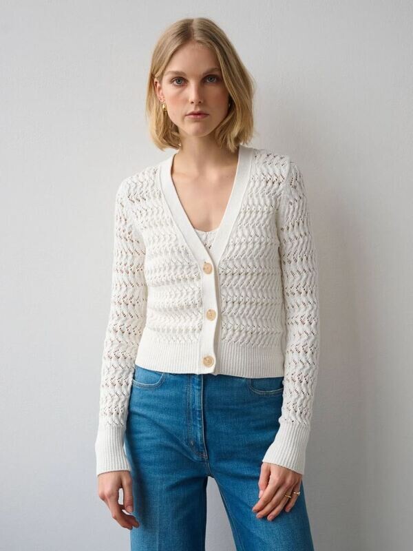 White and  Warren Cotton Cardigan 20088