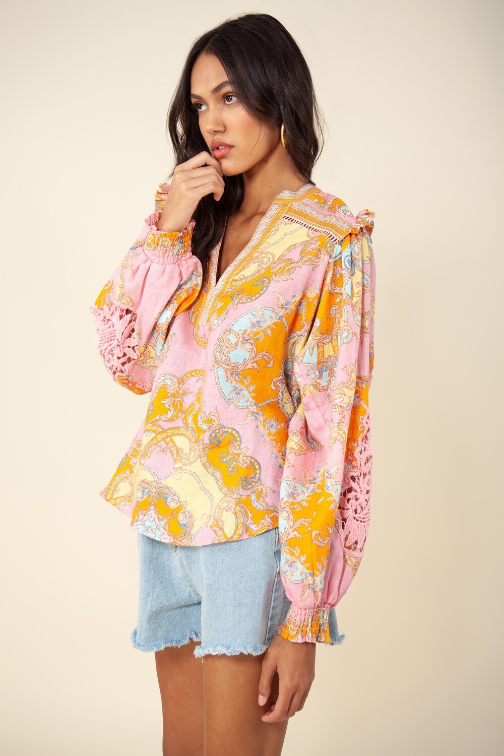 Hale Bob LLaria Linen Top 31AG2020