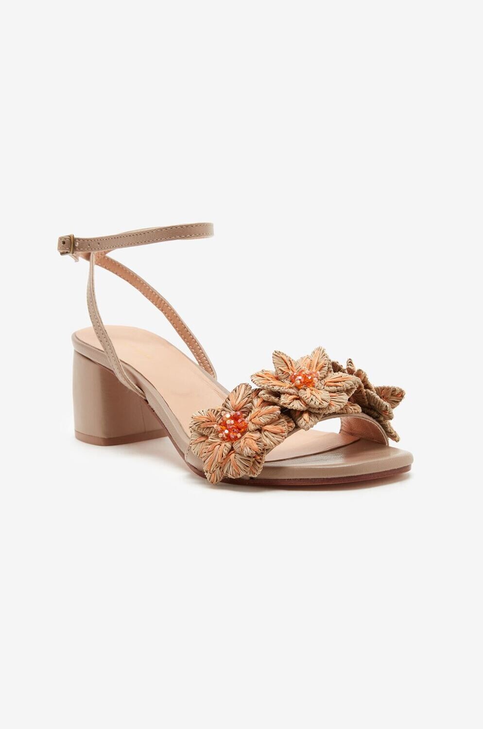 Maliparmi Raffia Flowers Low Heel Sandal