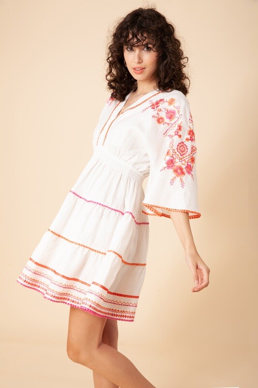 Hale Bob Aliah Embroidered Linen Dress 33MB6020 Hale Bob Aliah Embroidered Linen Dress 33MB6020