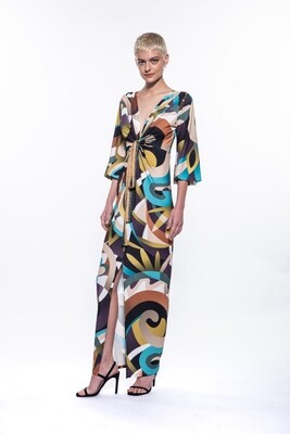 Julian Chang Maxi Krystal Dress Abstract #5641