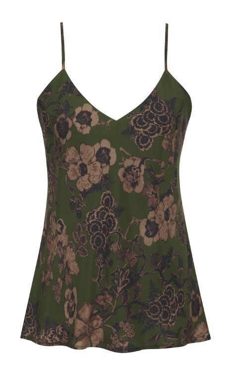 Gold Hawk Printed Silk Cami Sage Green Botanical GH4383