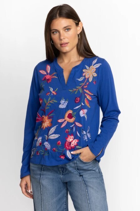 Johnny Was Sandra Split Jersey Tee J10423