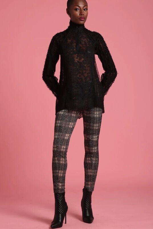 In Earnest Zip Neck Lace Tunic