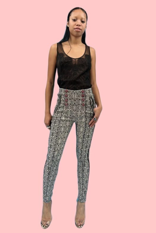 In Earnest Metallic Jacquard Pull On Pants
