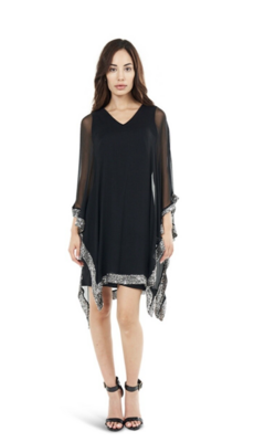 Julian Chang Black Avatar Dress with Silver Sequins