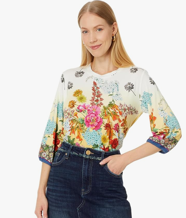 Johnny Was Delite Puff Sleeve  Bamboo Top T17424-2