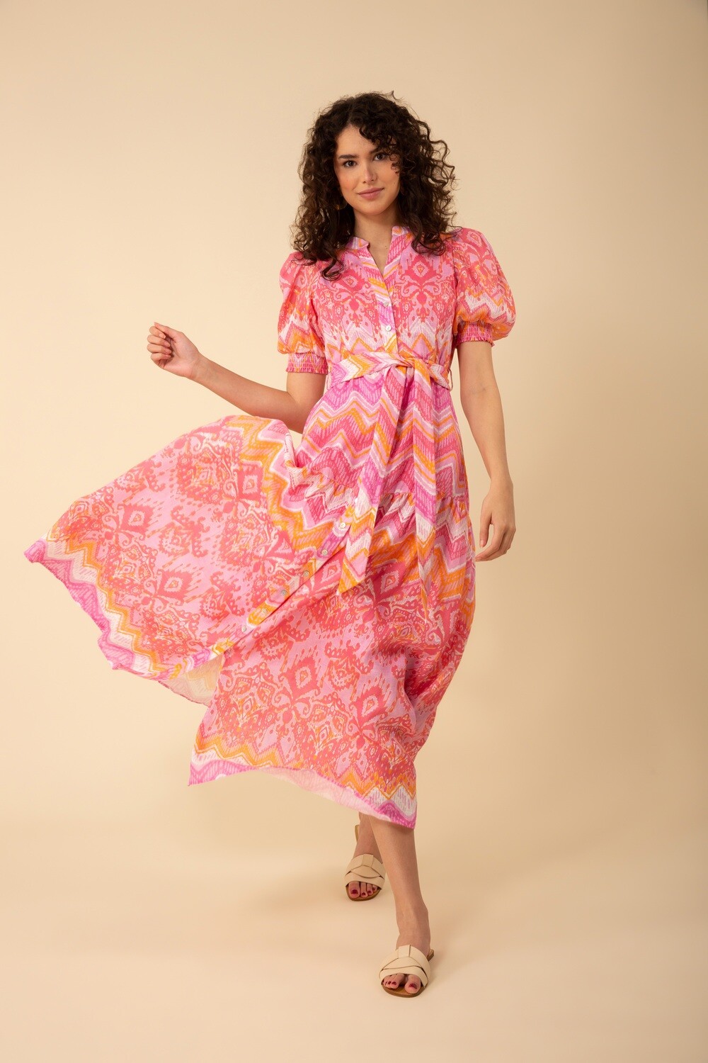 Hale Bob Sydney Linen Dress Pink 42TK654A