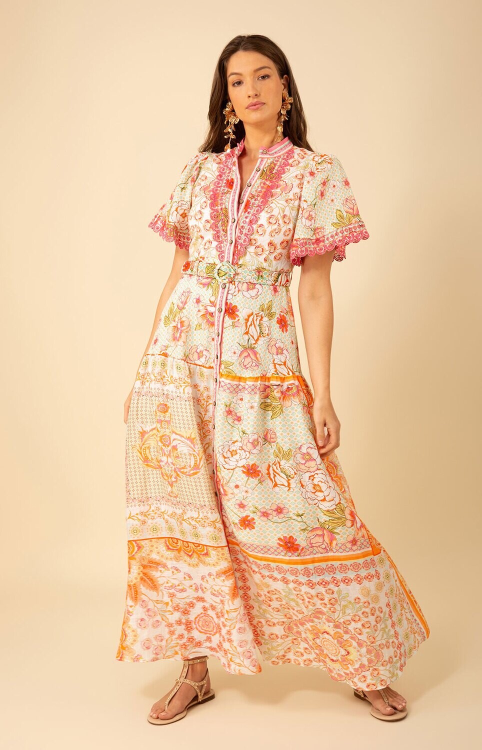 Hale Bob Maggie Belted Linen Maxi 43RG642M