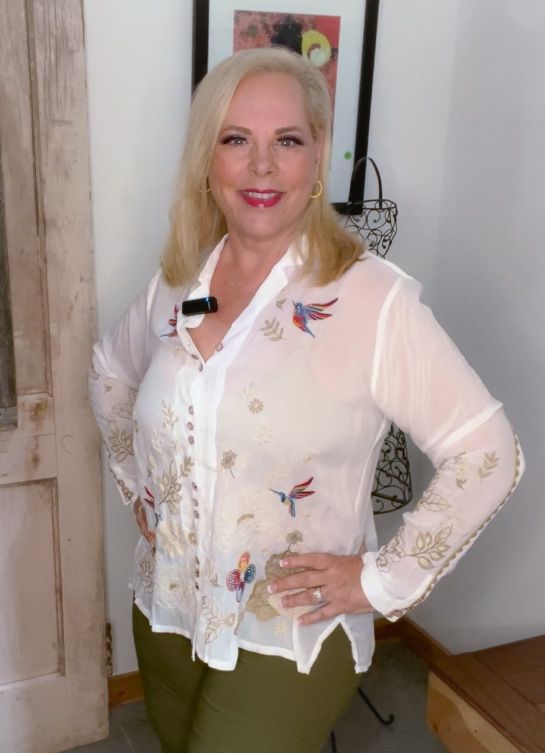 Johnny Was Embroidered Hummingbird Top